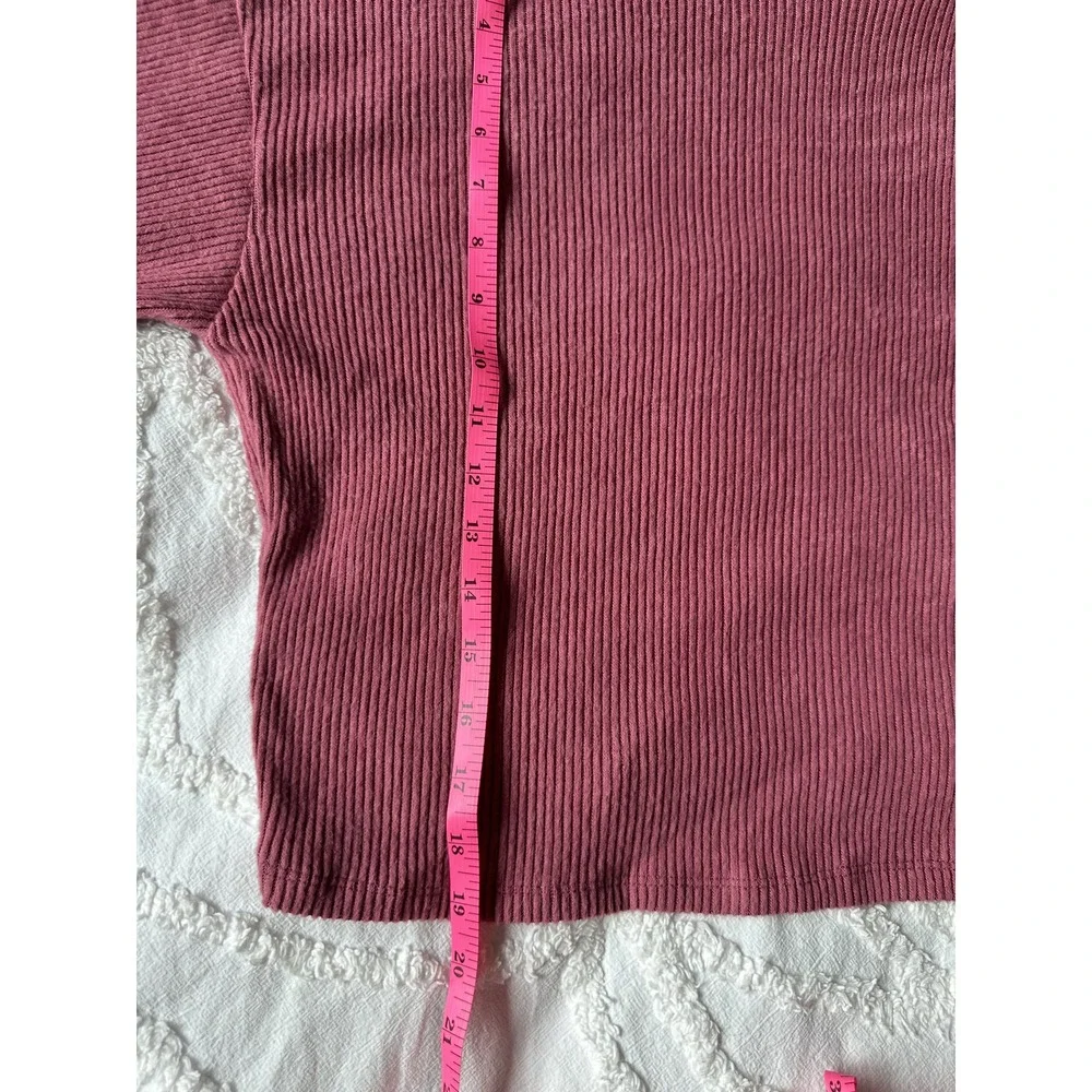 Popular 21 Chic Minimalist Ribbed Mock Neck Sweater Pullover Top Pink Size Small